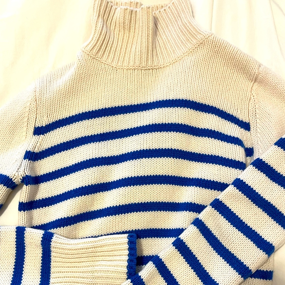 La Ligne Mini Marin Mockneck Sweater Blue Stripe Size Medium
